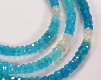 Paraiba Opal Beads, Ethiopian Opal Beads, Blue Opal Rondelle Beads, Opal Faceted Beads, Flashy Opal Gemstone Bead, Opal Jewelry Making Beads