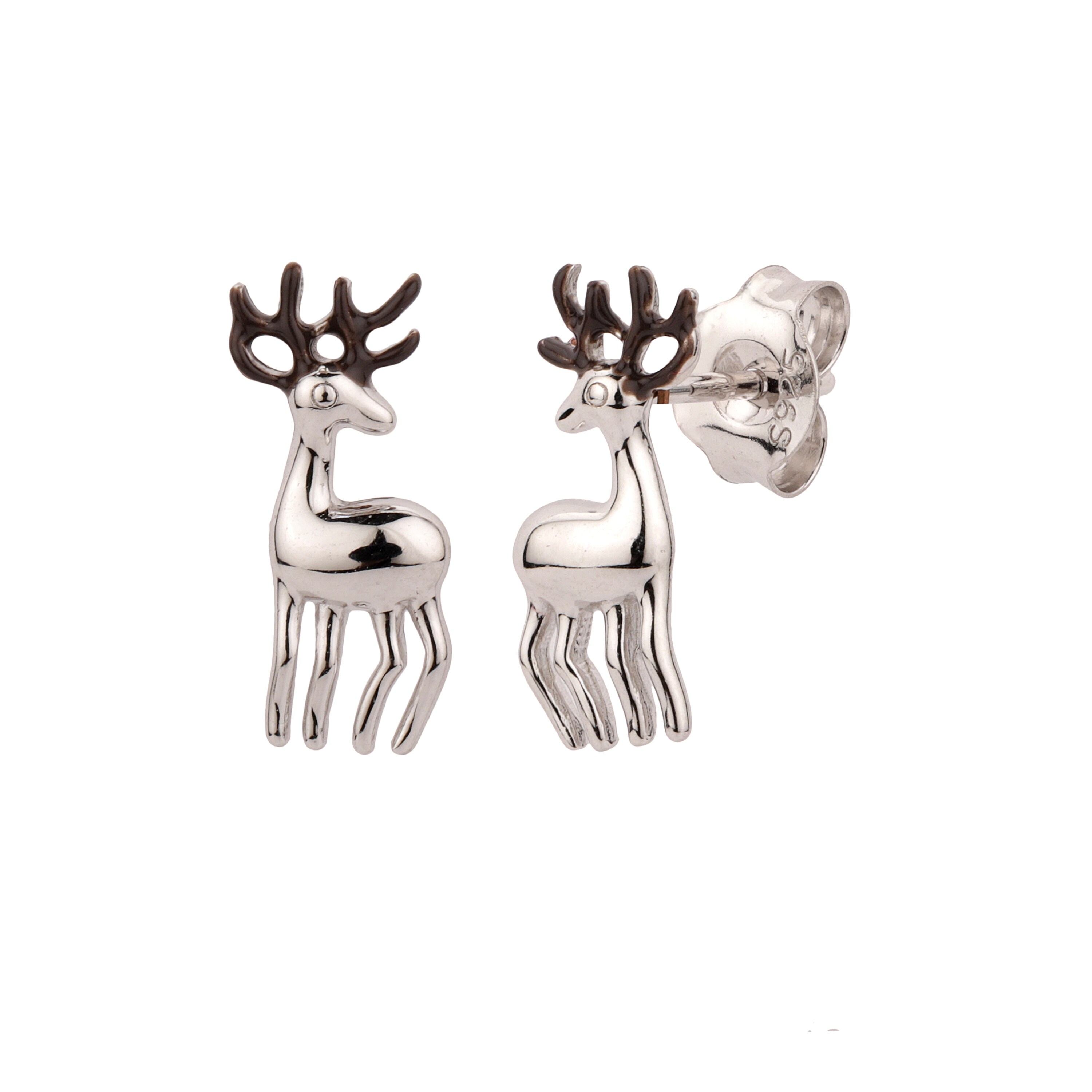 Sterling Silver Enamel Reindeer Earrings Nickel Free Etsy