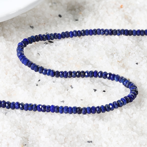 Collier de perles de lapis-lazuli, collier de lapis-lazuli naturel de 4 mm, collier de pierres semi-précieuses, collier de perles bleu marine, collier de pierres précieuses