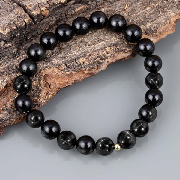 Natural Black Star Bracelet February Birthstone Bracelet Stretchable Bracelet Black Star Beads Top Quality Jewelry Birthday Gift For Her