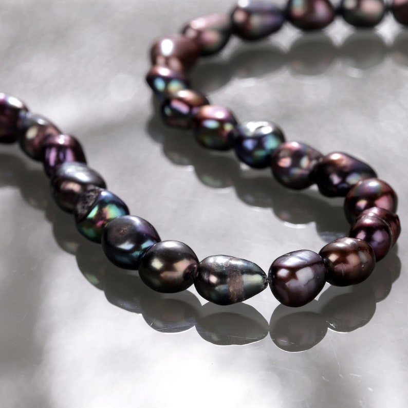 Pearl Necklace Black Pearl necklace for her wedding pearl collection pearl nuggets pearl jewelry gift for her