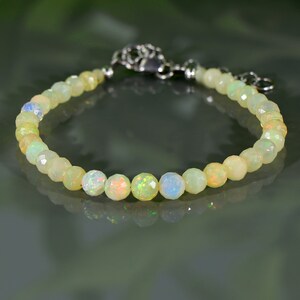 Ethiopian Opal Bracelet Yellow bracelet Silver opal unisex party bracelet..