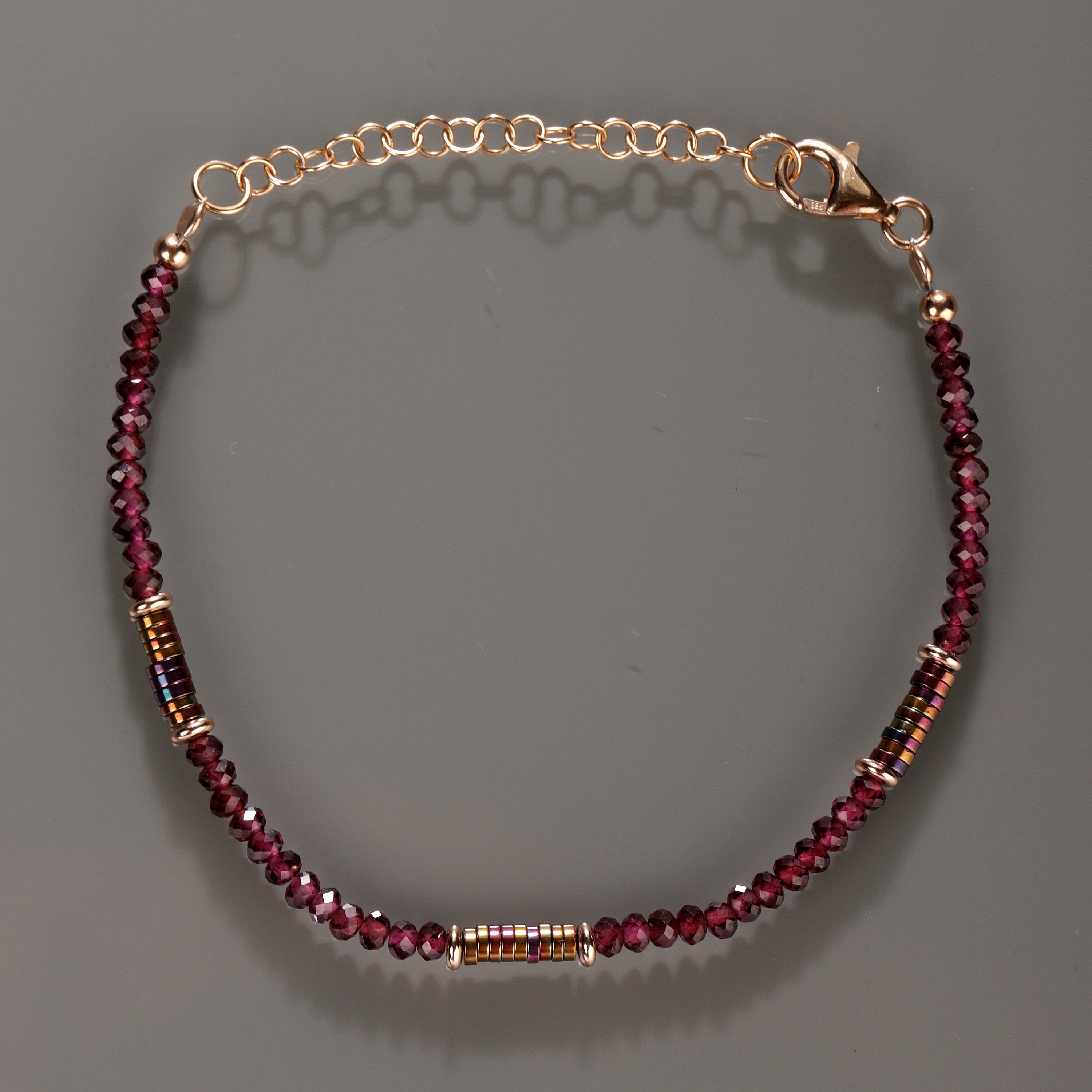 Purple Garnet Beaded Bracelet Garnet & Hematite Beads | Etsy