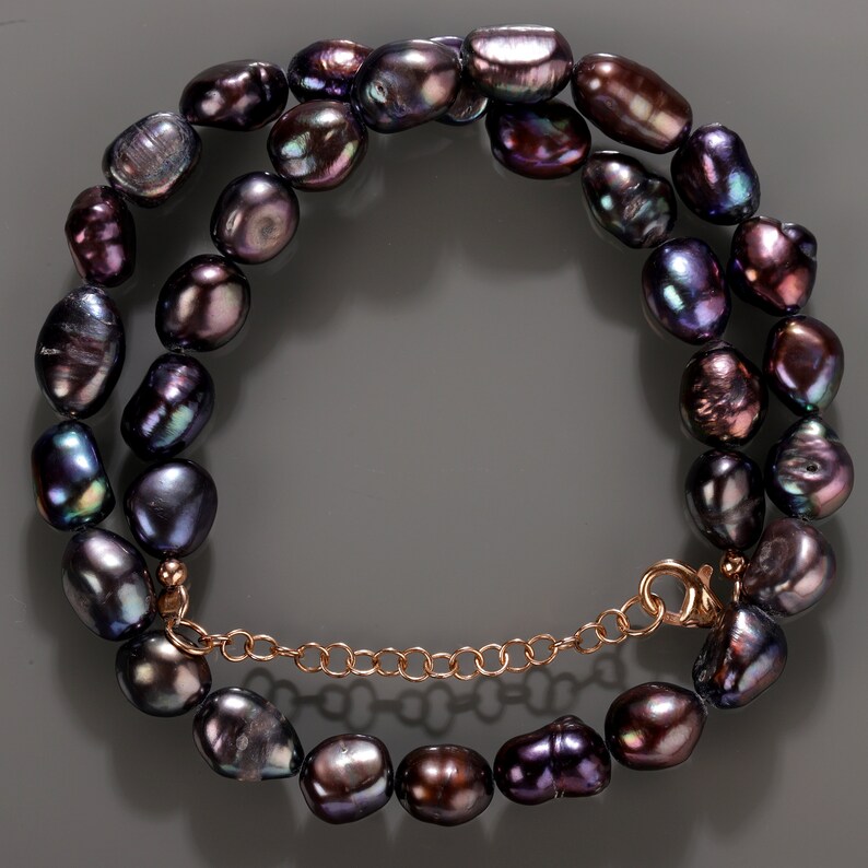 Pearl Necklace Black Pearl necklace for her wedding pearl collection pearl nuggets pearl jewelry gift for her