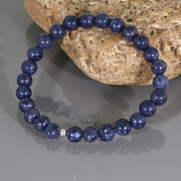 Blue Sapphire Bracelet, September Birthstone Bracelet, Dark Indigo Blue Sapphire, Sapphire Jewelry, gemstone bracelet, Gift for Mom