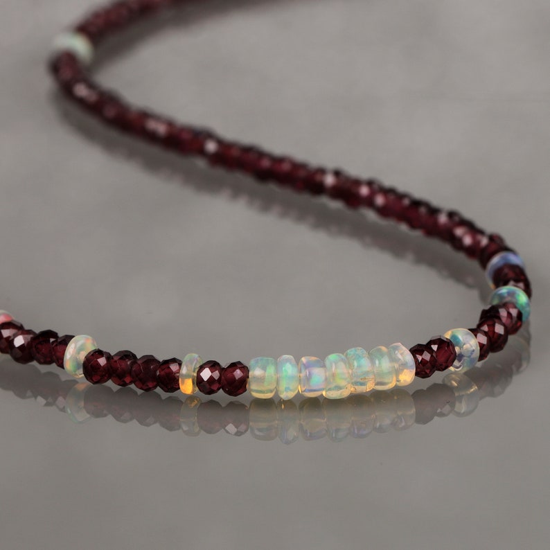 Garnet Beads Necklace Opal Beads Necklace Garnet With image 0