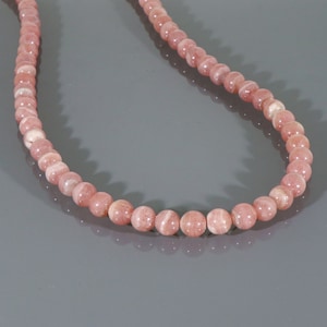 Rhodochrosite Beaded Necklace Natural Rhodochrosite Gemstone Necklace 6mm Round Beads Birthday Gift For Girlfriend Pink Rhodochrosite Beads