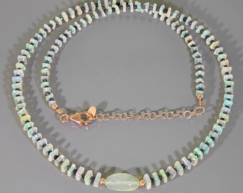 Beautiful Ethiopian Opal Necklace, Blue Sapphire Necklace, Designer Bead Necklace, Opal Beaded Jewelry, Necklace For Women, Handmade Jewelry