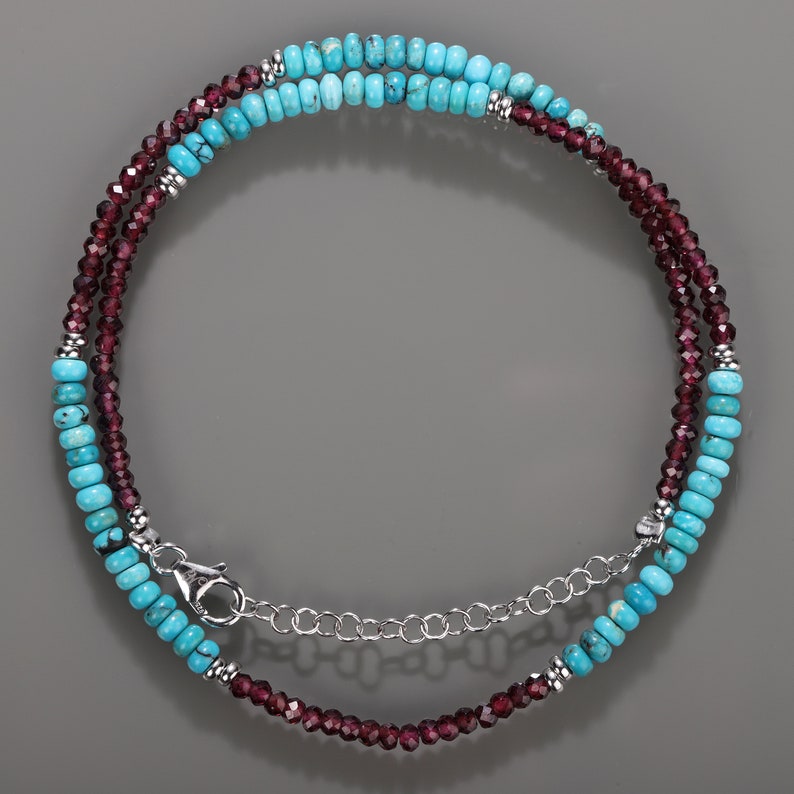 1 Strand Beads Necklace With Turquoise Gemstone Purple Etsy