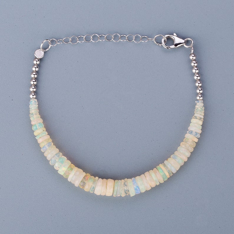Ethiopian Opal Bracelet Yellow bracelet Silver opal unisex party bracelet..
