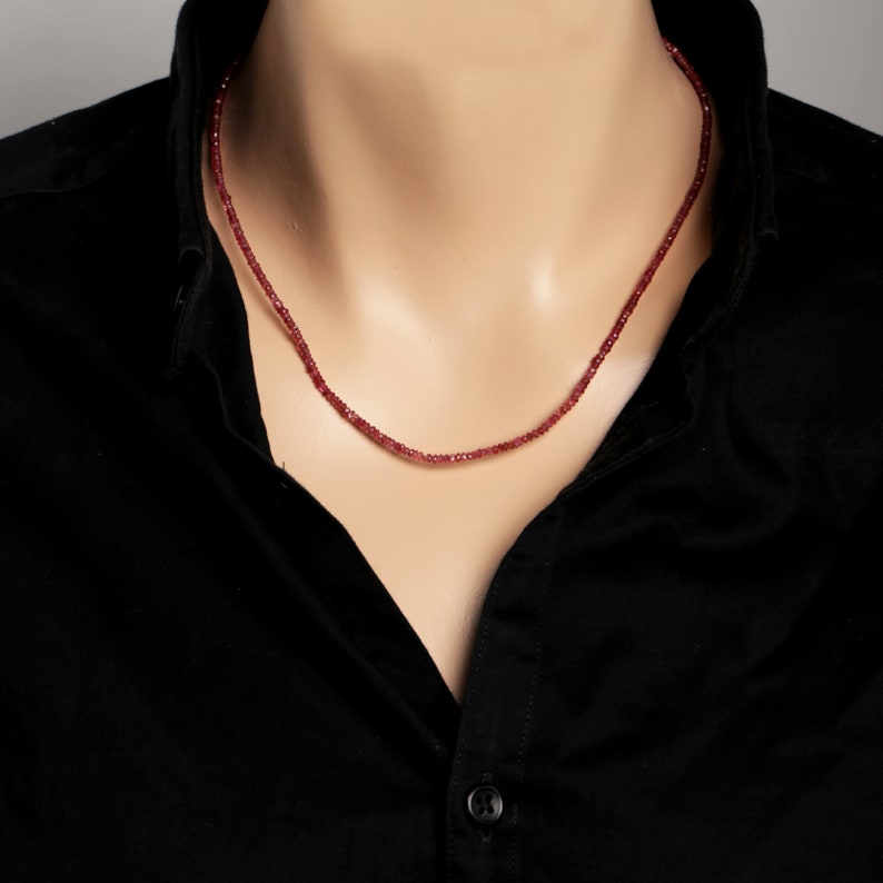 Red Spinel Micro Faceted Rondelle Necklace Semi Precious Gemstone Birthday Gift Surprise Gift