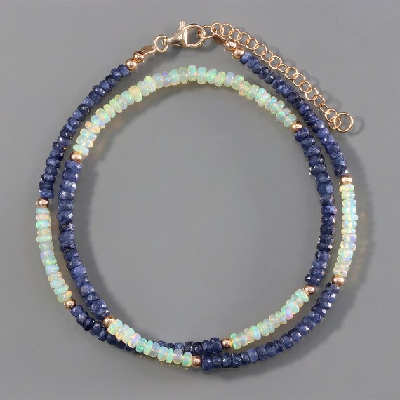 NirvanaIN Multi sapphire plain round 4.5MM Necklace Multi Color Necklace Sapphire Necklace Precious Gemstone Gift For Girlfriend Wife Christmas Gift