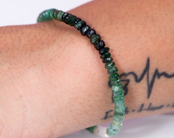 Ombre Smaragd-Schmuck, schattiertes Smaragd-Armband, Mai-Geburtsstein-Armband, Edelstein-Armband, Geschenk für Mama, Rondelle-Schmuck, Jubiläumsgeschenk