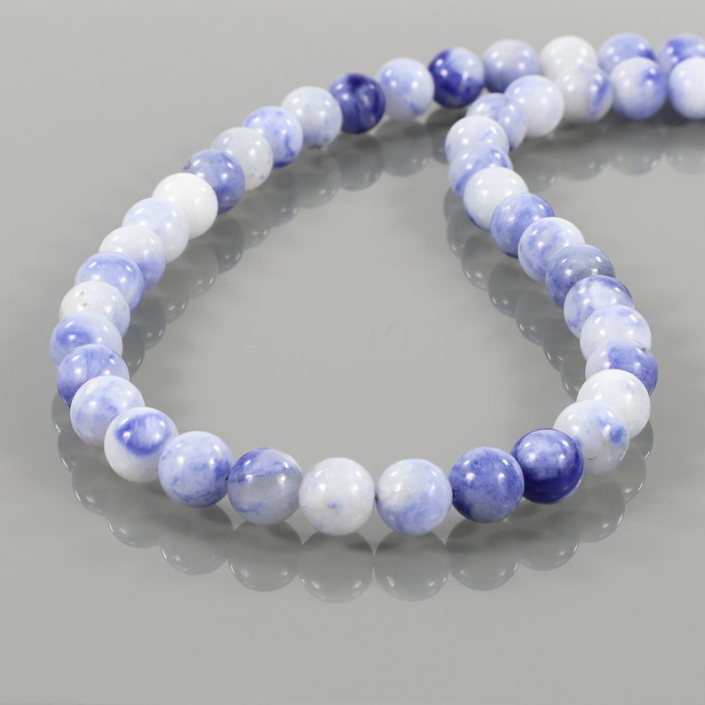 Natural Sodolite Necklace 925 Sterling Silver Smooth Round Necklace Sodolite Beads Necklace Beautiful Handmade Beaded Jewelry Christmas Gift