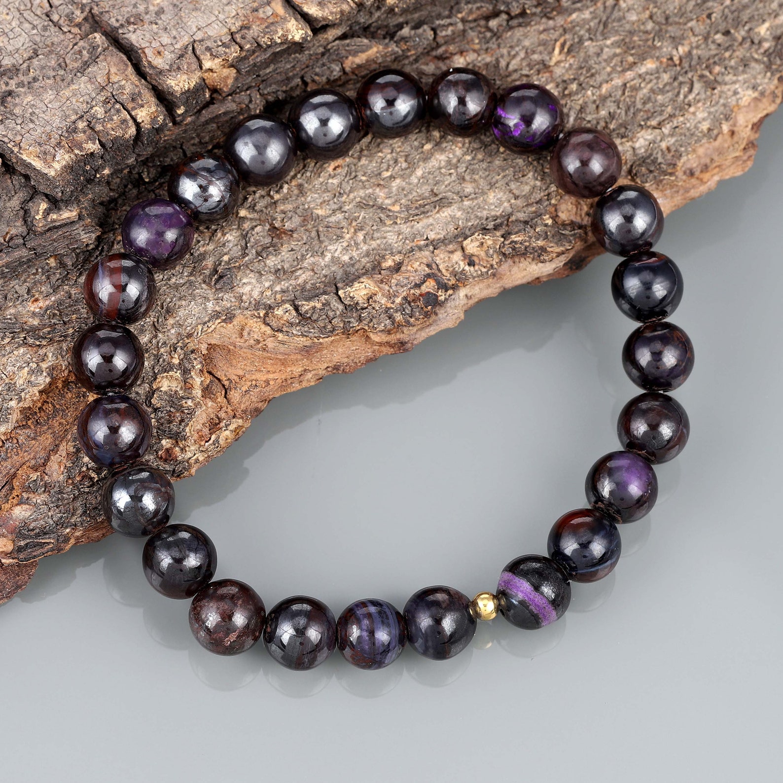 Sugilite Bracelet Sugilite Beads Smooth Round Stone Jewelry Etsy