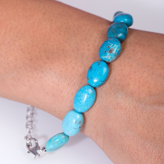 Turquoise Bracelet Genuine Turquoise Bracelet Gemstone Etsy