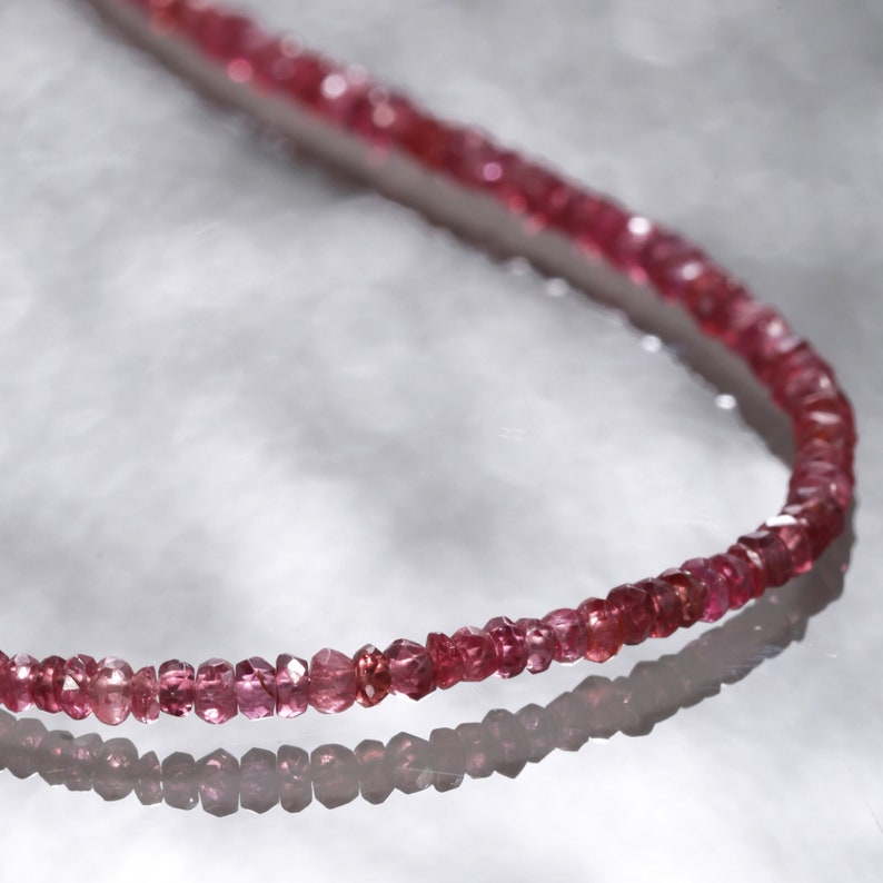 Red Spinel Micro Faceted Rondelle Necklace Semi Precious Gemstone Birthday Gift Surprise Gift
