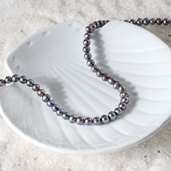 Schöne schwarze Perle Halskette, Vintage Perle runde Halskette, Hochzeitskollektionen Geschenk für Braut, verstellbare Kettenhalskette, Hochzeitsschmuck