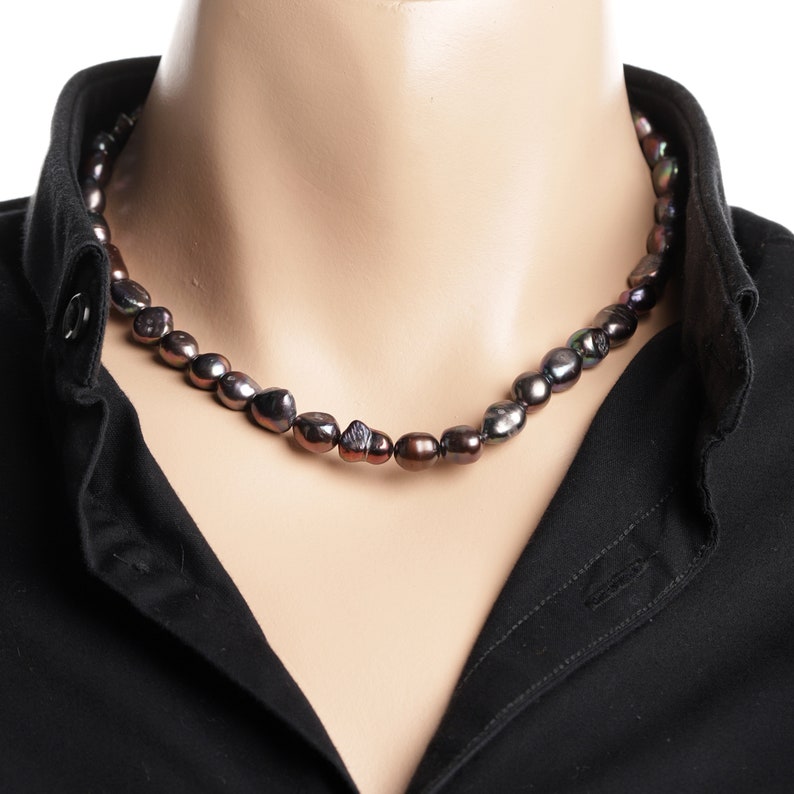 Pearl Necklace Black Pearl necklace for her wedding pearl collection pearl nuggets pearl jewelry gift for her