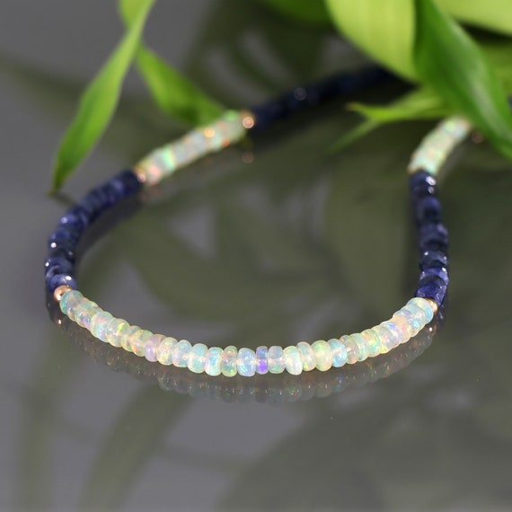 NirvanaIN Multi sapphire plain round 4.5MM Necklace Multi Color Necklace Sapphire Necklace Precious Gemstone Gift For Girlfriend Wife Christmas Gift