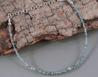 Blaues Diamant-Armband, Rohdiamant-Schmuck, 925 Sterling Silber Armband, verstellbares Armband für Sie, minimalistisches Armband, zierlicher Schmuck