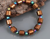 Rainbow Hematite Bracelet Natural Beads Bracelet Hematite Stone Bracelet Mystic Hematite Bracelet July Birthstone Jewelry Beaded Bracelet