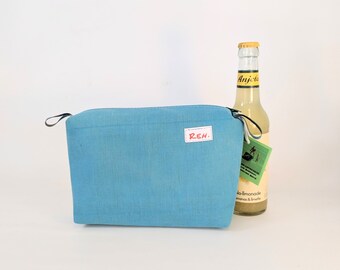 Bag made of air mattress, clutch, 70s, light blue, turquoise, toiletry bag, toiletry bag, make-up bag, zipper, REH point, REH