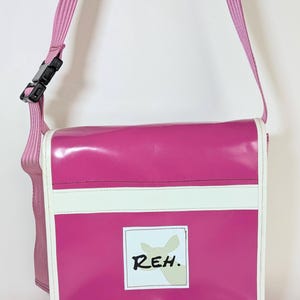 Umhängetasche aus LKW-Plane, Messenger Bag, Reh, Schultertasche, große Tasche, Bag, Planentasche, LKW-Tasche, pink, weiß, rosa, Sommer, Top!