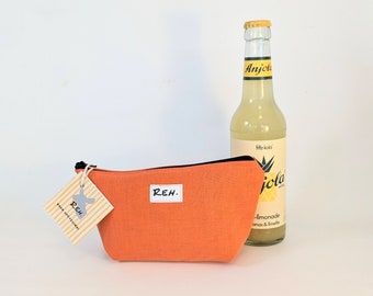 Bag made of air mattress, clutch, 70s, orange, toiletry bag, toiletry bag, make-up bag, zipper, REH point, REH, top! boat