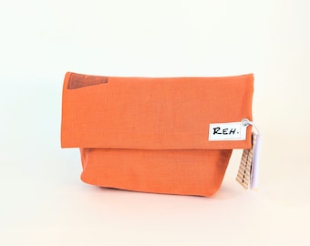 Sac pour petits objets en matelas pneumatique, vintage, rétro, années 70, unique, orange, sac, upcycling, durabilité, REHpunkt génial !