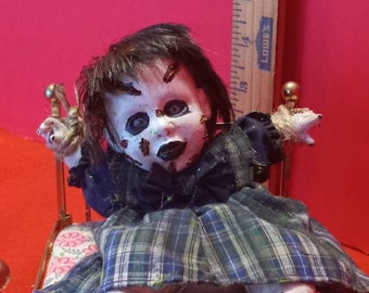 Inspired by The Exorcist - Linda Neil w/ brass bed, OOAK