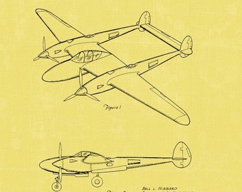 Vliegtuigpatentprint, Lockheed Aircraft Blueprint (digitale download)