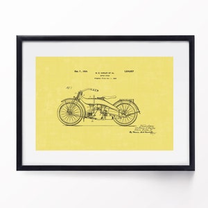 Vintage Harley Davidson Patent Print 1924 Motorcycle Blueprint Early Bike Design Wall Art Poster Biker Gift Instant Download 4 Vivid Colours