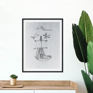Sailboat Rigging Patent Print Nautical Gift 1836 Boat Sail Design Beach House Decor Sailing Art Instant Digital Download 4 Striking Colours