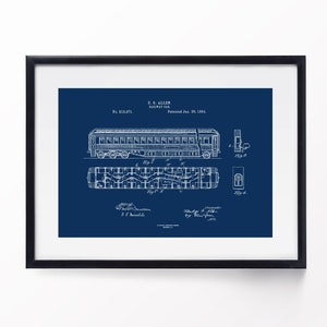 Railway Car Patent Print 1894 Railroad Blueprint Steam Train Art Elbridge G. Allen Railway Man Instant Download in 4 Vivid Colours