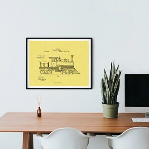 Patent Print Train 1891 Locomotive Drawing Railroad Art Loco Blueprint Steam Engine Gift Instant Download in 4 Striking Colours