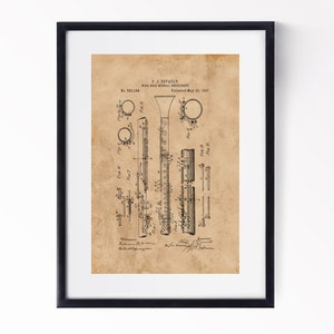 Clarinet Lover Gift Vintage Wind Reed Musical Instrument Patent Print Music Wall Art Musician Poster Instant Download In 4 Striking Colours