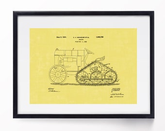 Vintage Tractor Patent Print, 1931 Farm Machinery Blueprint (Digital Download)