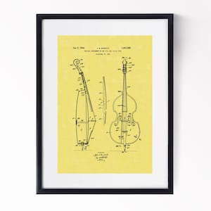 Violin Print Rare 1934 Aluminium Viol Patent Violinist Gift Musical Instrument Blueprint Orchestral Art Instant Download 4 Striking Colours