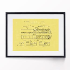 Steam Engine Patent Print 1939 Locomotive and Tender Drawing Railroad Blueprint Train Art Instant Download 4 Striking Colours