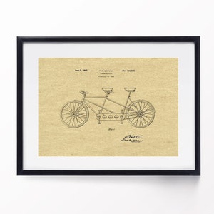 Vintage Tandem Patent Print 1945 Cycle Blueprint Early Schwinn Tandem Design Bike Wall Art Poster Instant Digital Download 4 Vivid Colours