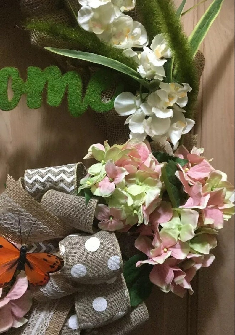 Butterflies At Play Wreath \u2022 Floral Wreath \u2022 Welcome Wreath \u2022 Burlap Wreath \u2022 Spring Decor \u2022 Welcome Wreath \u2022 Custom Wreath \u2022 Bow