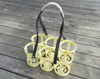 Vintage bottle holder / locker - Yellow Plastic - 1960s