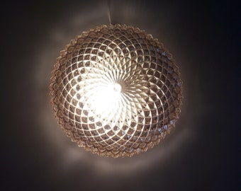 Plafondlamp / Wandlamp - iriserend gegoten glas met diamantpunten - 1970