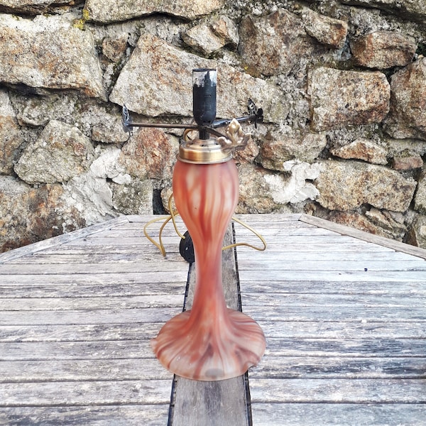 Pied de lampe vintage - pâte de verre - 1980