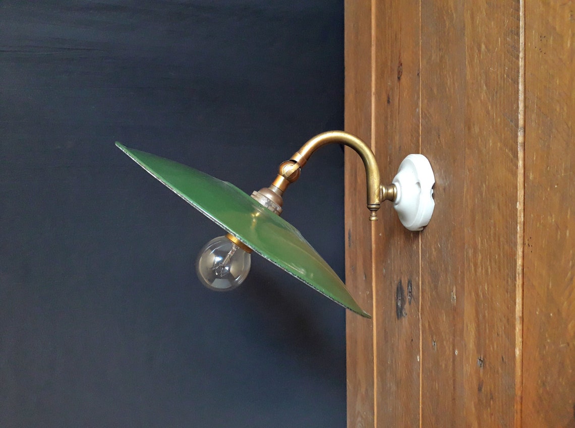 Ancienne applique murale en tôle émaillée laiton et Etsy