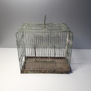 Ancienne cage à oiseaux en métal - Dans son jus