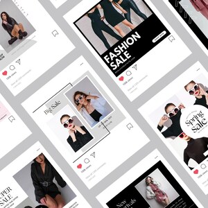 600black and White Fashion Social Media Instagram Editable Canva ...