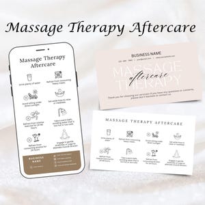 Massage Therapy Care Card, Aftercare Card Template, Care Card, Printable Small Business Care Card, Editable Canva templates