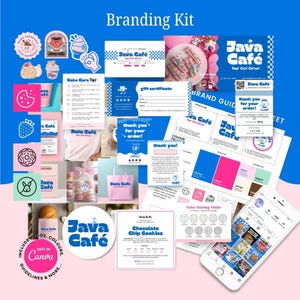 Kit de identidade visual para cafeteria Java | Modelos editáveis, cartões de agradecimento corporativos (Canva)